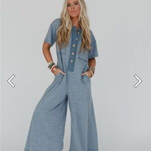 Three Bird Nest Heather Blue Jumpsuit